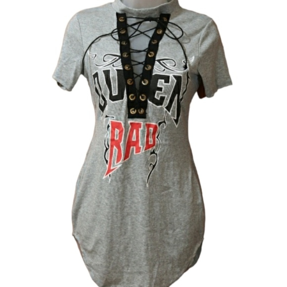 Bad Queen Gray Corset Shirt Dress Small